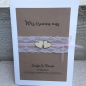 Preview: Kirchenheft Hochzeit vintage A5 Kraft Spitze Holzherzen personalisiert taupe Kraftbraun